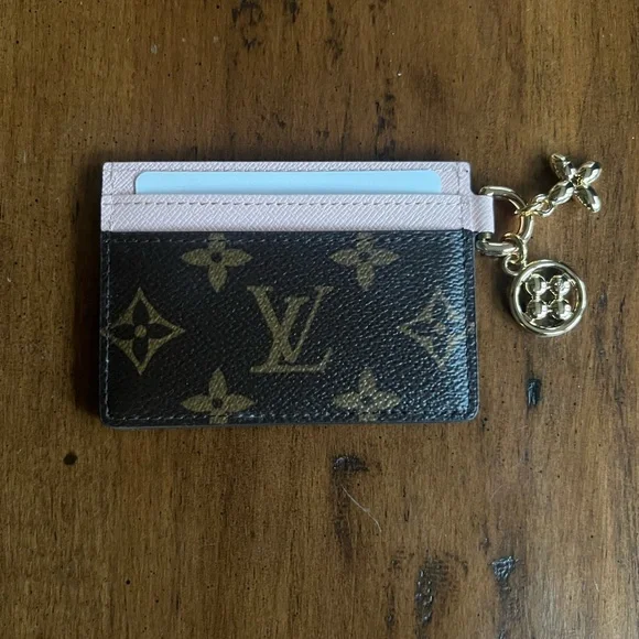 Authentic. LV Monogram Rose Ballerine Charm Card Holder With Gold Hardware. NEW. - Picture 1 of 5